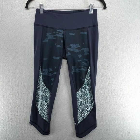Lululemon Leggings Womens 4 Sashiko Cross Ink‎ Rugged Camo Wunder Under Luon - Picture 1 of 9